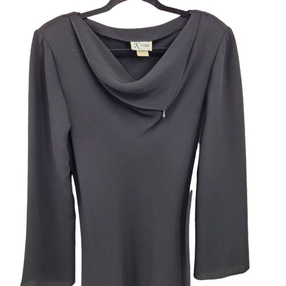 Vintage Dress Witchy Gothic Goblin Asymmetrical Monk Robe Midi Shift Black M - Picture 4 of 8